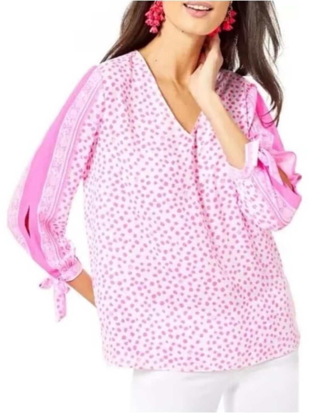 Lily Pulitzer Pink Long Sleeve Blouse Size Large